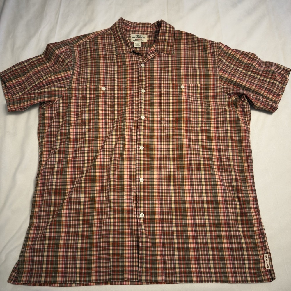 Ralph Lauren Polo Jeans‎ Men's Button Up Short Sleeve Shirt Size Large